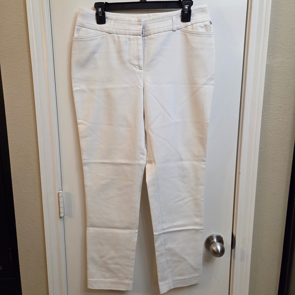 Karl Lagerfeld Paris White Straight Leg Ankle Pants Size 4 Cotton Blend Stretch